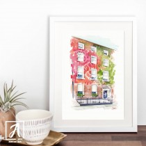 Wall Art Print of a Georgian Building covered in ivy in Dublin