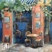 Oil painting of a French Cafe of Southern France